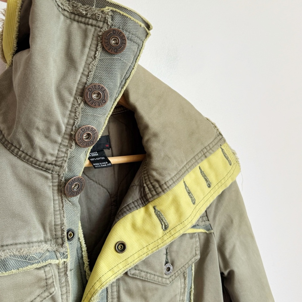 Y2K Diesel Khaki Green Big Collar Jacket - Picture 4 of 7